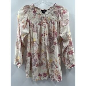 Paige Women’s 3/4 Sleeve Jaylee Smocked Button Front Blouse Size Small